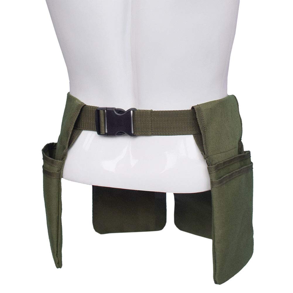 Heavy Duty Canvas Garden Tool Belt - Waterproof Gardening Waist Apron with 4 Pockets for Tools, Seeds & Accessories (Army Green) - Perfect for Landscaping, Yard Work & Outdoor DIY Projects