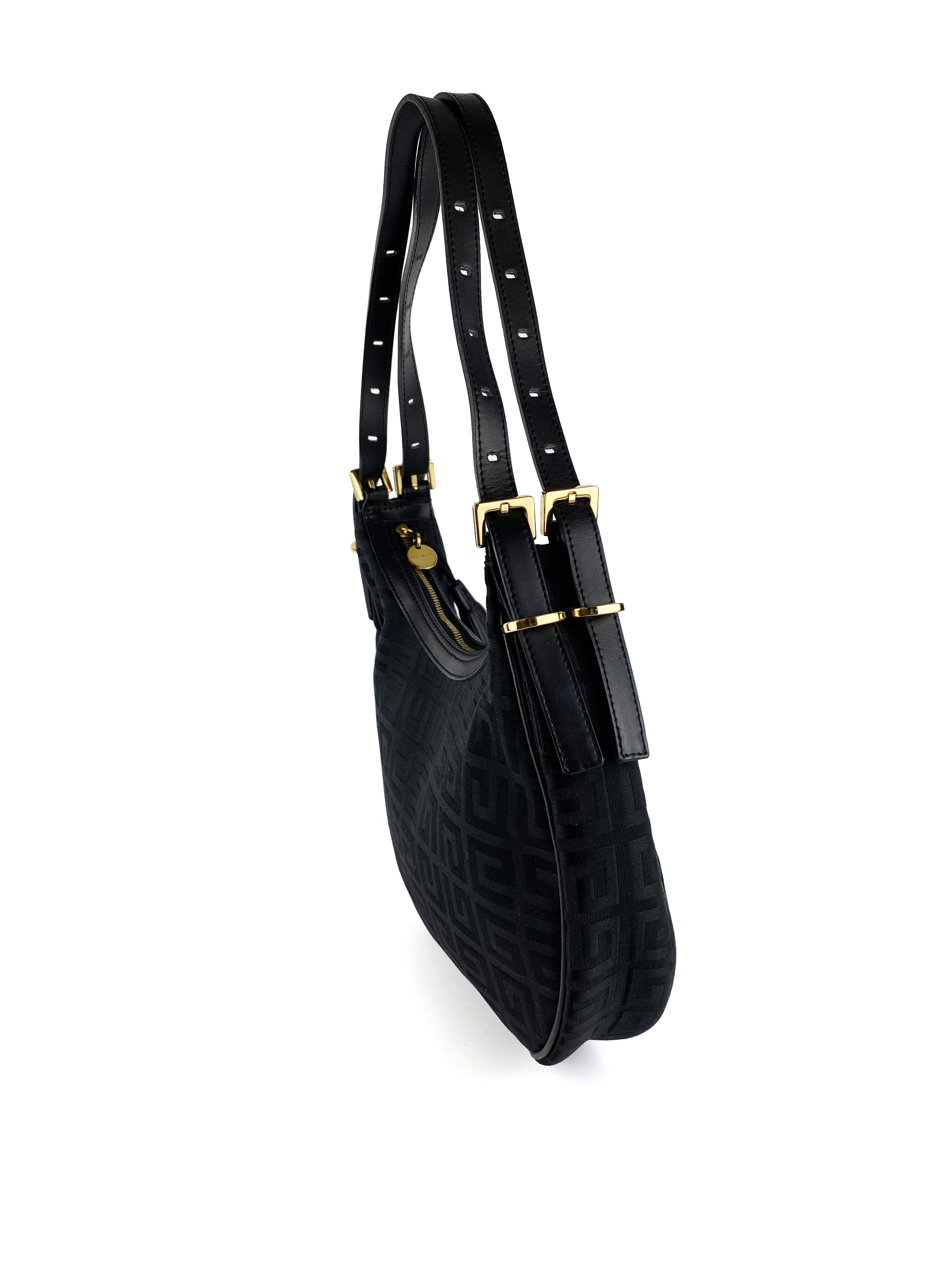 Givenchy Black Monogram Canvas Hobo Bag - Luxury Designer Shoulder Bag for Women | Perfect for Work, Travel & Evening Events