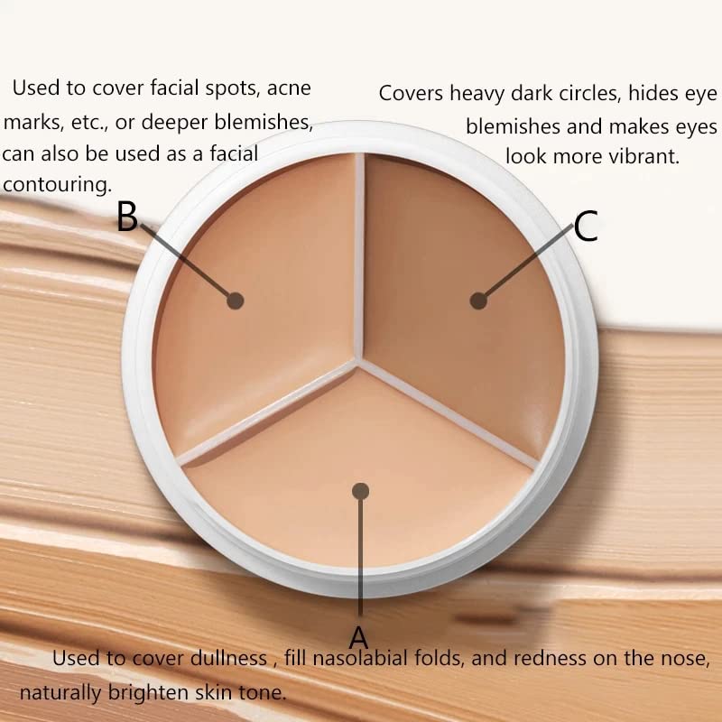 Tri-Color Concealer Palette for Dark Skin - Full Coverage Waterproof Makeup to Cover Spots, Acne & Blemishes | Long Lasting Highlight & Contour | Perfect for Daily Use, Special Occasions & Professional Makeup Looks