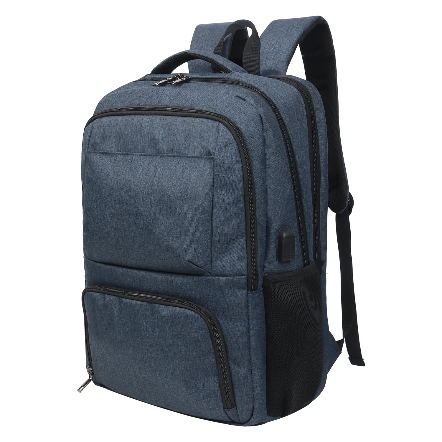17 Inch Laptop Backpack for Business Travel - USB Charging Port & Anti-Theft Pocket - Navy Blue - Perfect for Work, College & Daily Commute