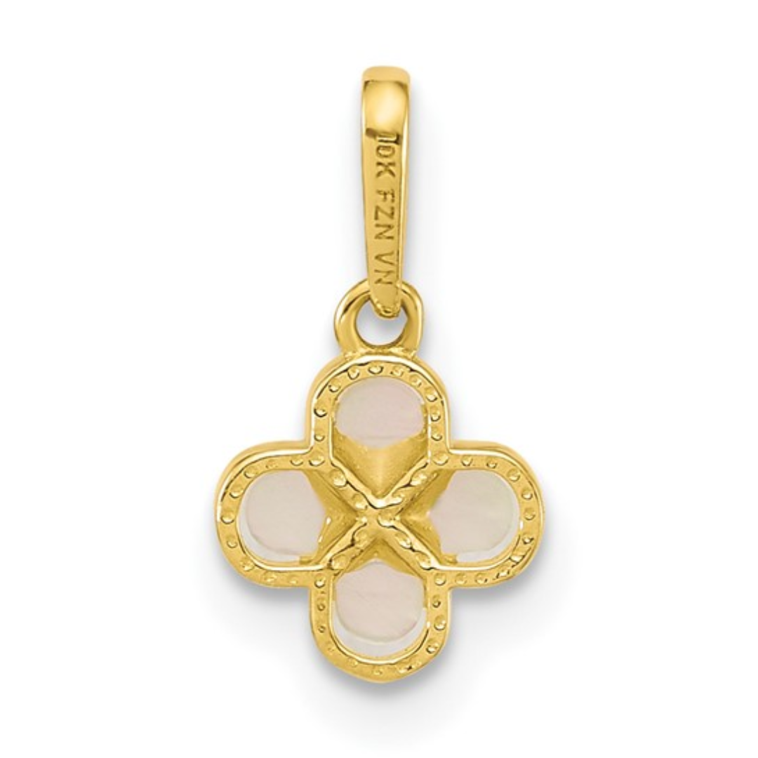 10k Gold Mother of Pearl Clover Pendant Necklace - Elegant Four Leaf Clover Jewelry for Women, Perfect Gift for Birthday, Anniversary & St. Patrick's Day
