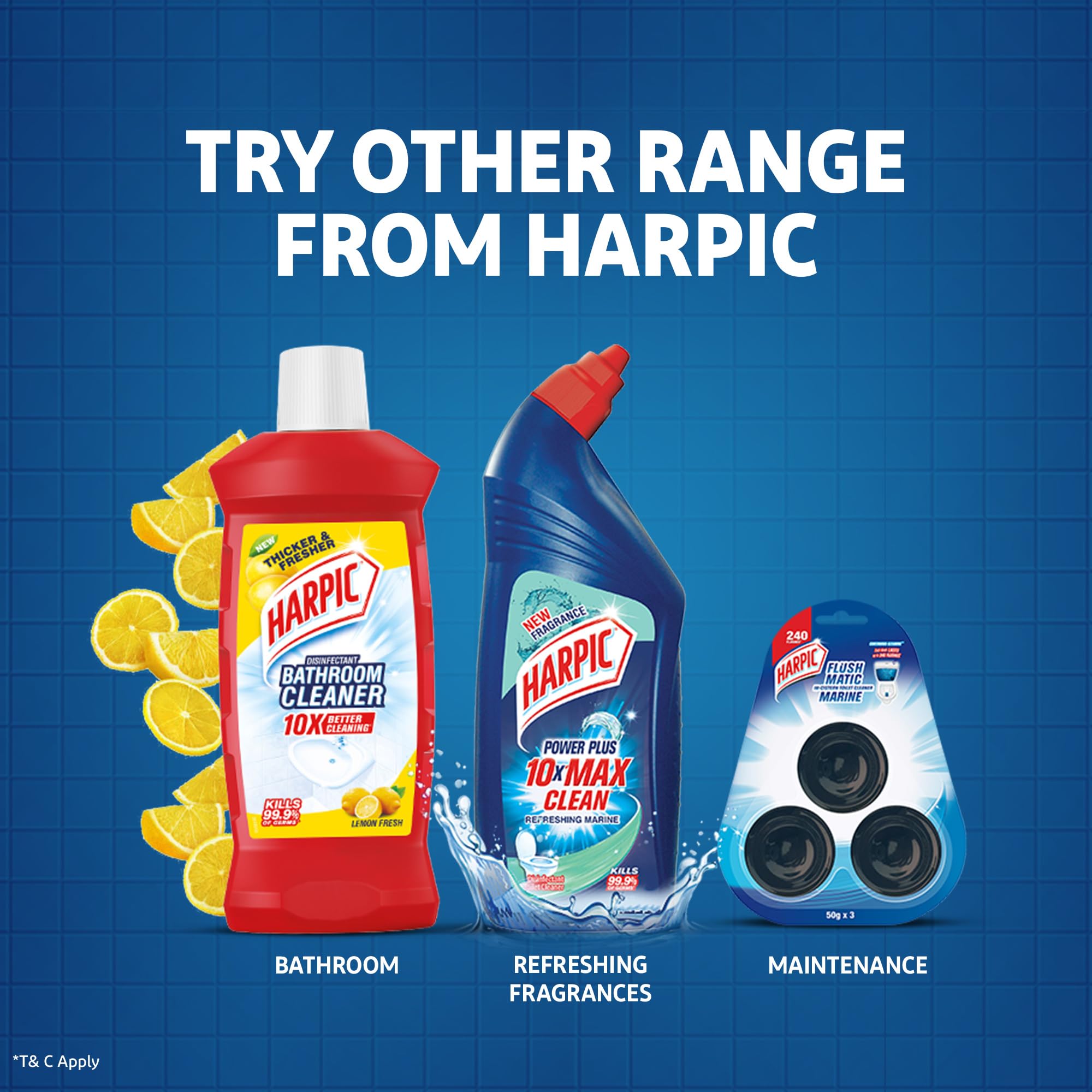 Harpic 500ml Toilet Cleaner Liquid - Bleach, Disinfectant for White & Shiny Toilets | Bathroom Cleaning, Stain Removal & Odor Elimination