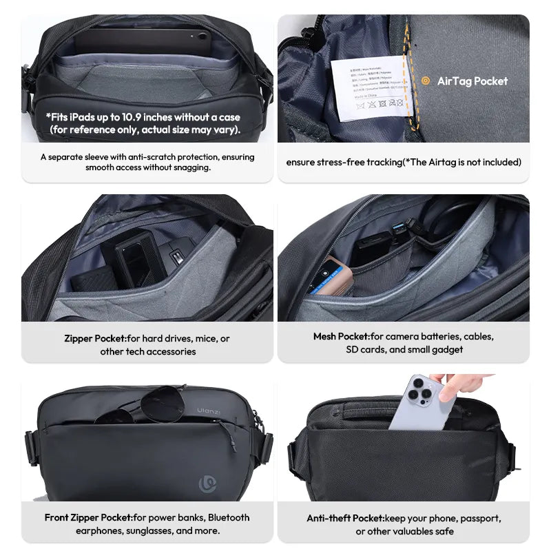 Ulanzi B120 10L Waterproof Camera Sling Bag - Lightweight DSLR Shoulder Bag for Travel, Hiking & Photography | Compact Design for Mirrorless Cameras, Lenses & Accessories