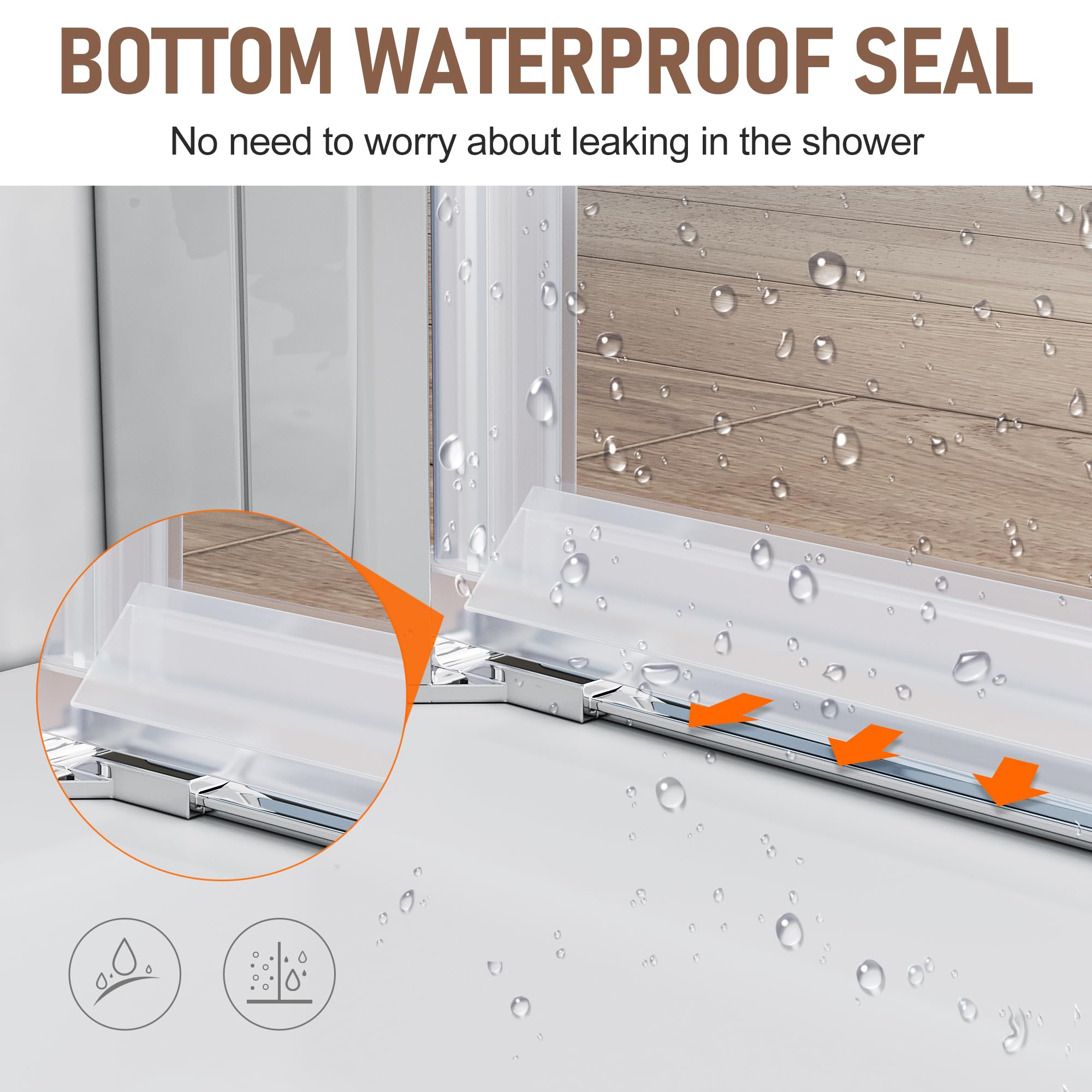 Frameless Pivot Shower Door 27.5-29