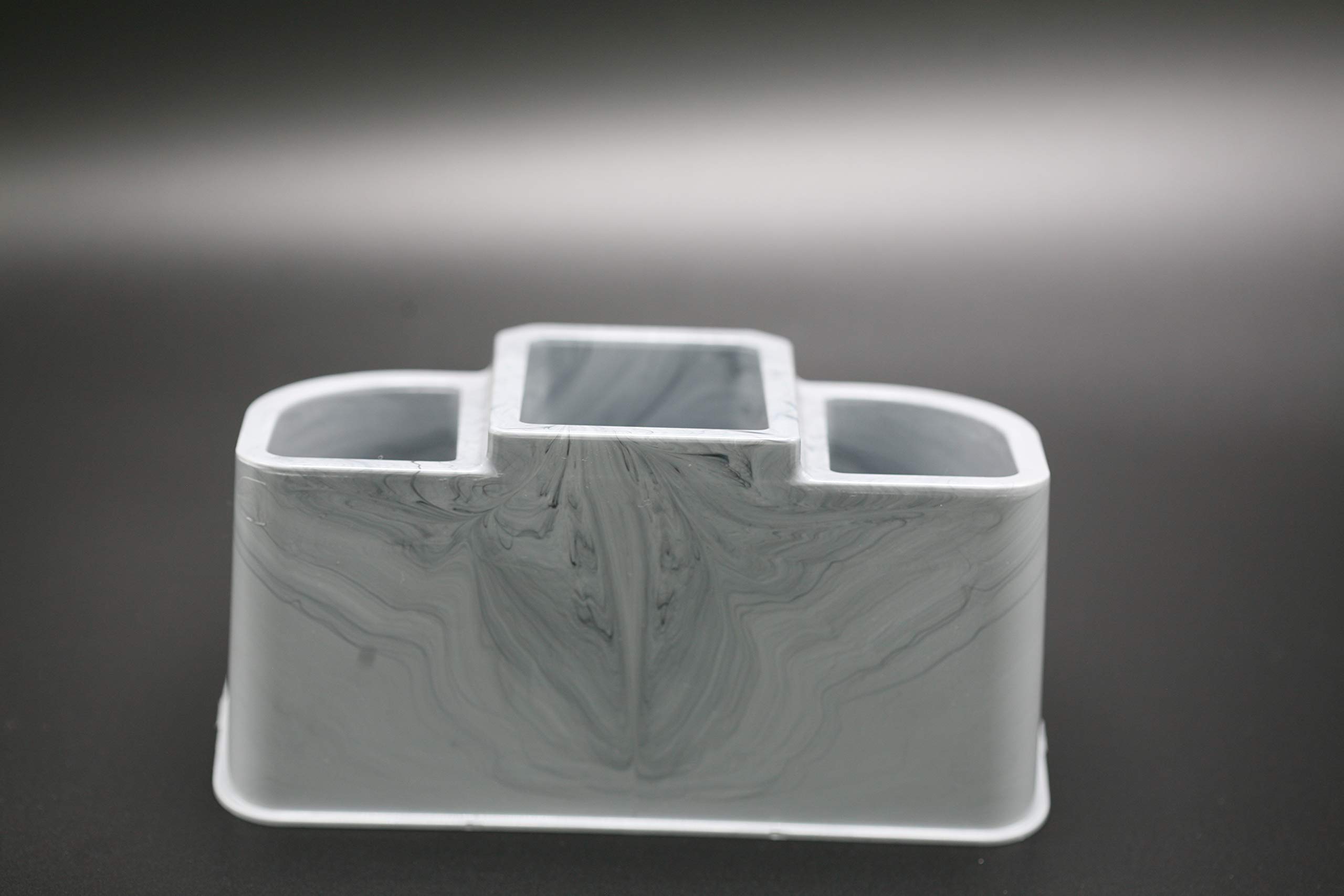 Premium Marble Gray Desk Organizer Set of 3 - Large Pen & Pencil Holder for Office, Study, or Home Workspace - Perfect for Stationery Storage and Workspace Organization