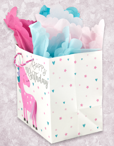 Adorable Unicorn Gift Bags - Medium Square Party Favor Bags for Birthday, Baby Shower & Wedding Favors | Bulk Wholesale Packaging