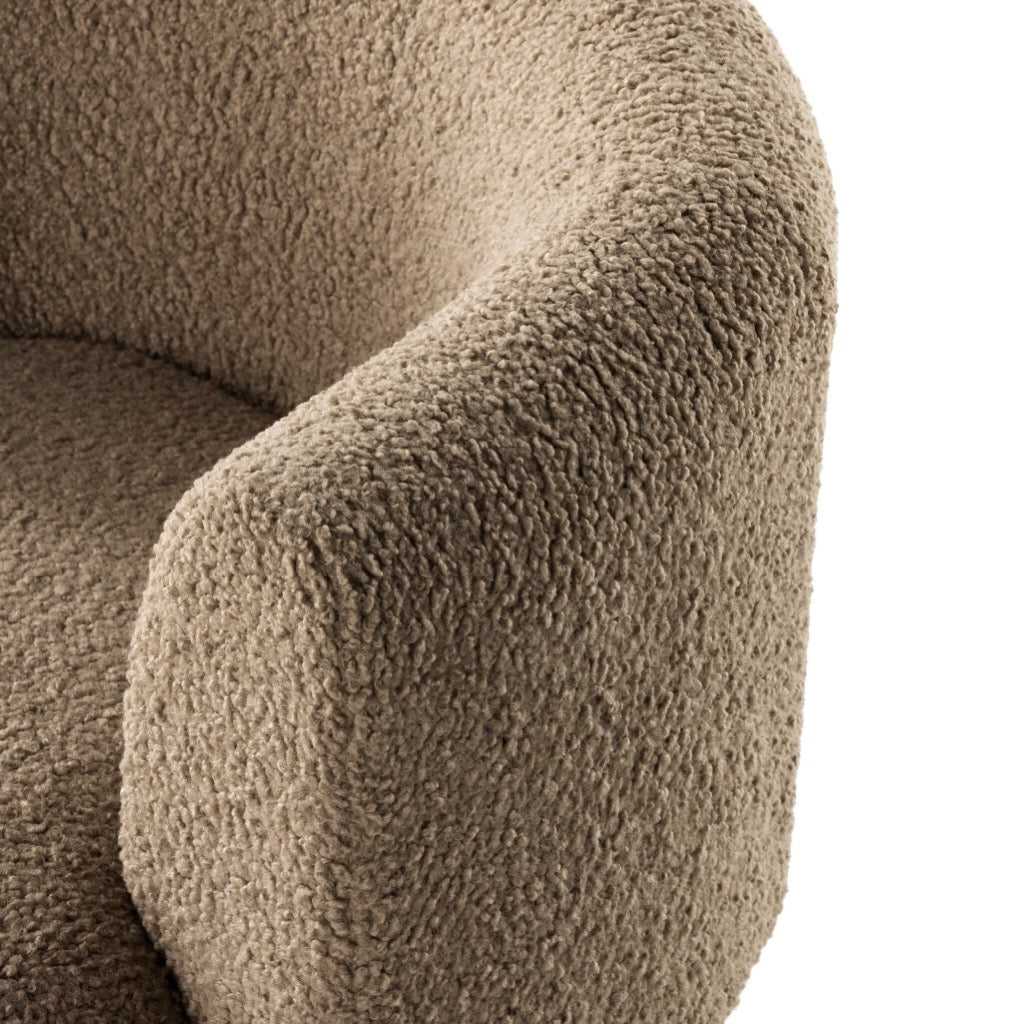 Premium Tybalt Swivel Chair with Luxurious Sheepskin Upholstery in Camel Color - Perfect for Home Office, Living Room & Cozy Reading Nook