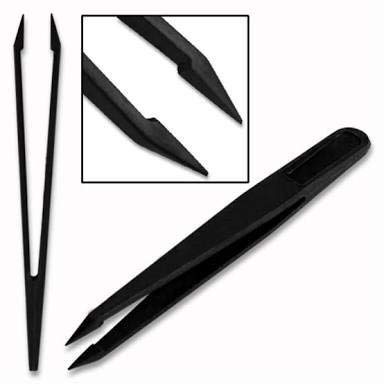 Sky-ESD Safe Anti-Static Plastic Tweezers for Electronics, Jewelry, Crafts & Lab Work - Precision Tools for Eyebrow Grooming & Ingrown Hair Removal - Straight Black (1-Pack) - Ideal for Electronics Repair, Beauty Care & Delicate Handling