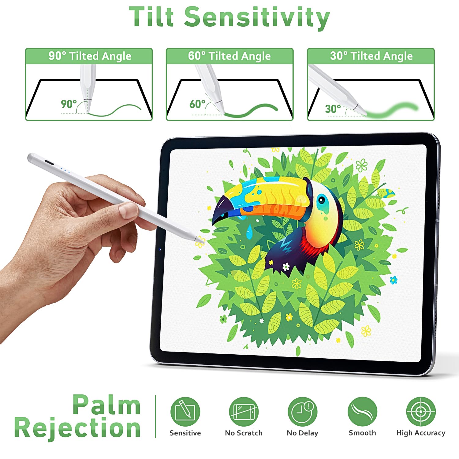 Premium Magnetic Stylus Pen for iPad (2018-2023 Models) - Apple Pencil Alternative with Tilt Sensor & Palm Rejection - Compatible with iPad 6-10, iPad Mini 5/6, iPad Air 3-5, iPad Pro 11