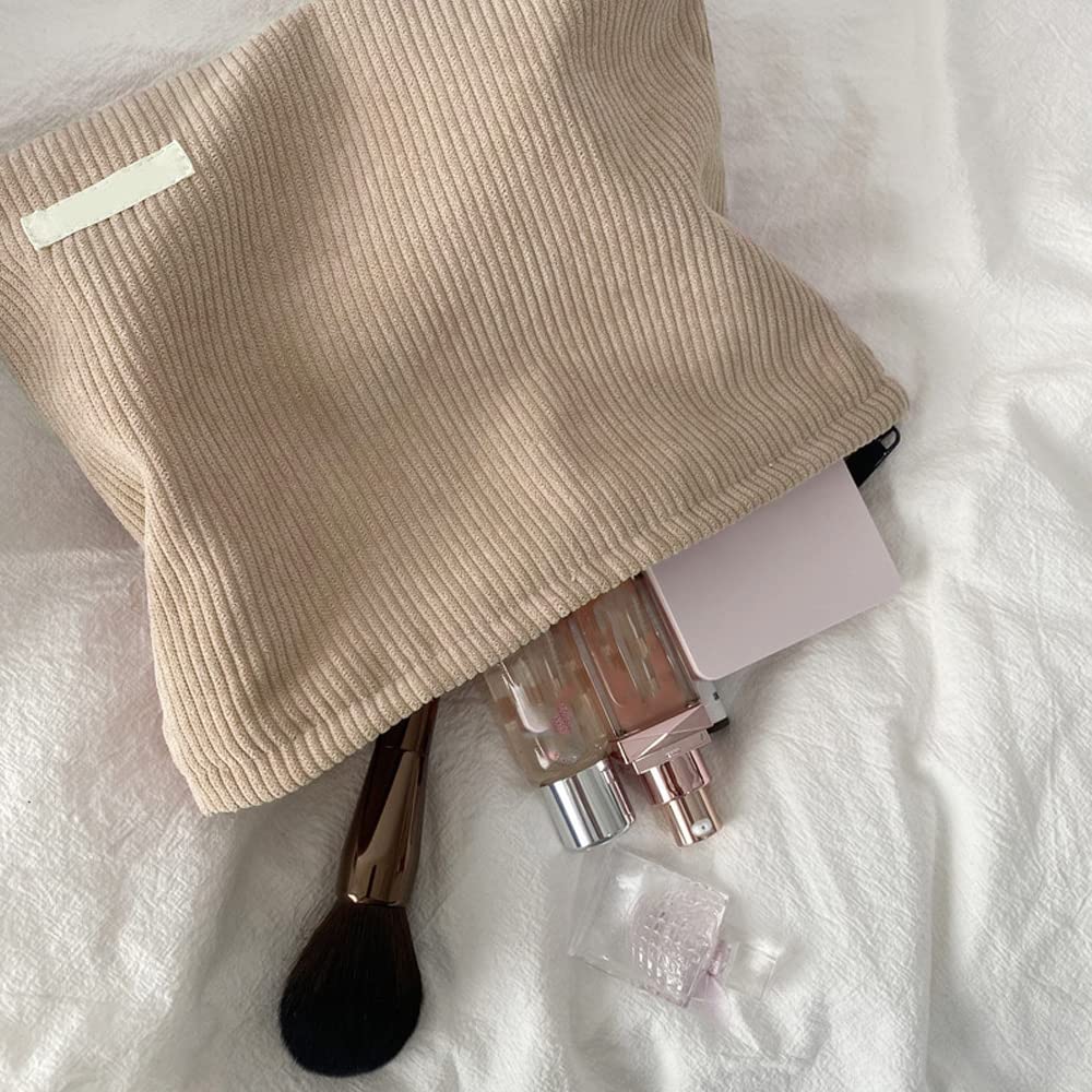 Waterproof Corduroy Toiletry Bag for Women | Travel Makeup Organizer Pouch | Mini Cosmetic Bag for Toiletries & Cosmetics | Perfect for Vacation, Gym, and Daily Use