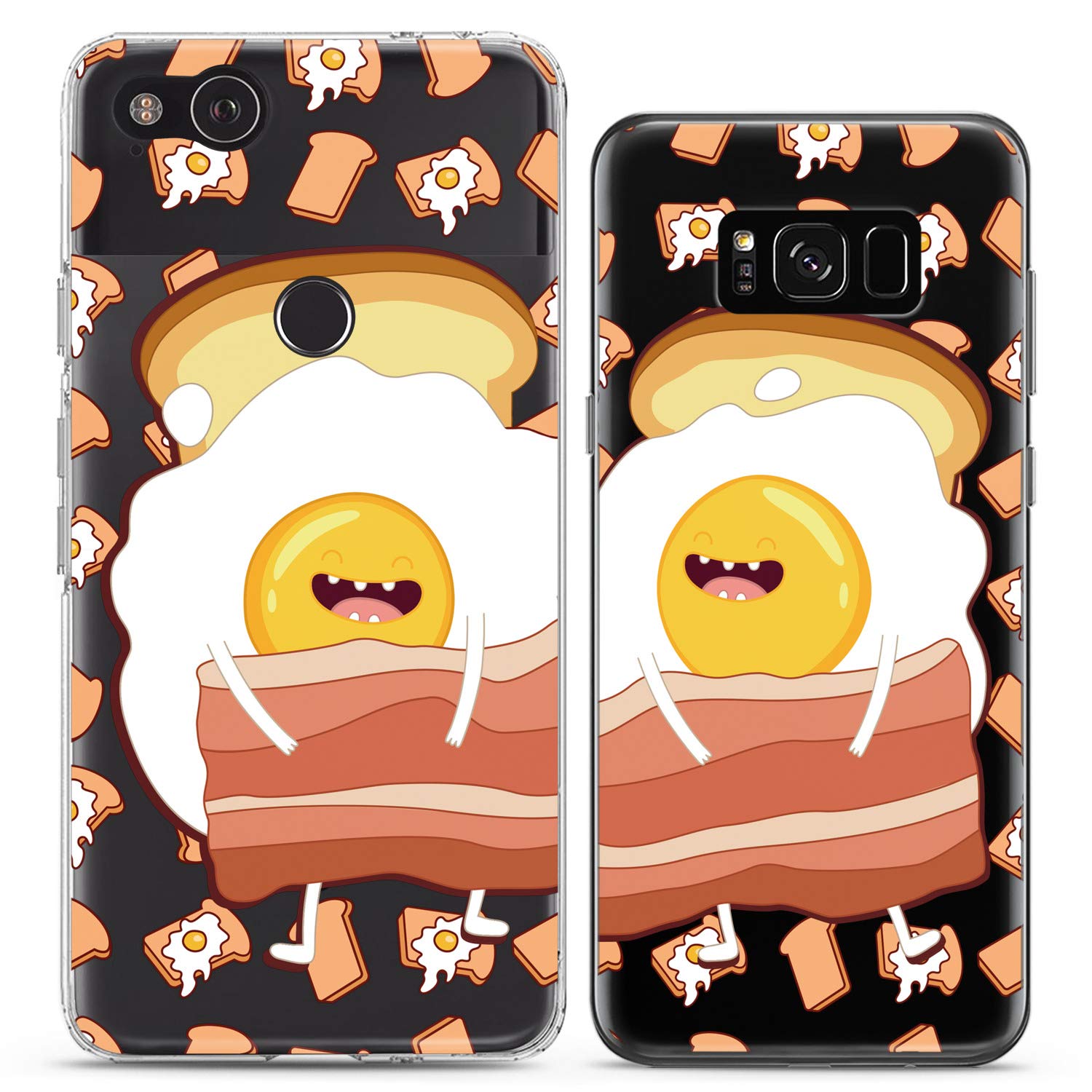 Matching Couple Phone Cases for iPhone 16/15/14/13/12/11 Pro Max/Mini/XS/X/8 Plus/7/Xr/SE - Cute Gudetama Silicone Cover Set - Perfect Gift for Couples, Best Friends & Siblings - Funny Bacon & Egg Design for Everyday Use & Special Occasions