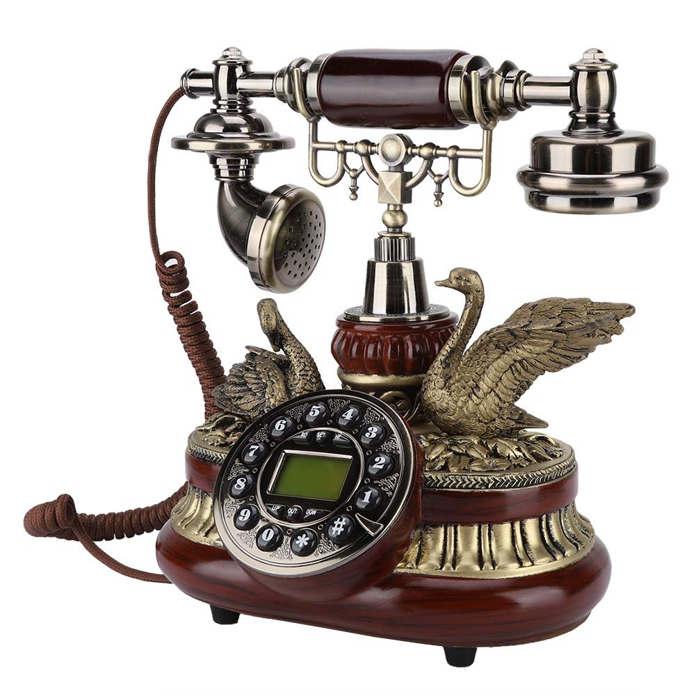 Vintage Antique Rotary Dial Landline Telephone with DTMF Dual System & Caller ID Display - Retro Corded Phone for Home, Office Decor - Perfect Gift for Living Room, Bedroom, Hotel & Store (Classic Decor, Functional Conversation Piece)