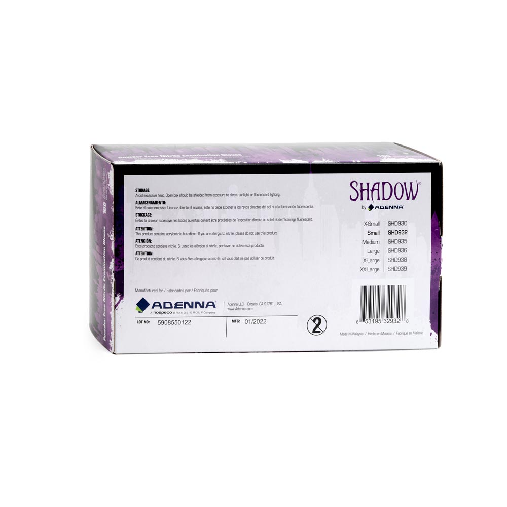 Adenna Shadow Black Nitrile Exam Gloves - Disposable Medical Gloves for Healthcare, Food Handling & Tattoo - Latex-Free, Powder-Free, Textured Grip (100 Count) - Ideal for Doctors, Nurses, Tattoo Artists & Home Use