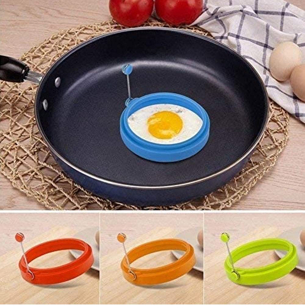 Non-Stick Silicone Egg Rings - 4 Inch Food Grade Cooking Rings for Perfect Fried Eggs, Pancakes & Breakfast Sandwiches (Multicolor, 4 Pack) - Ideal for Egg McMuffins, Burgers & Home Cooking
