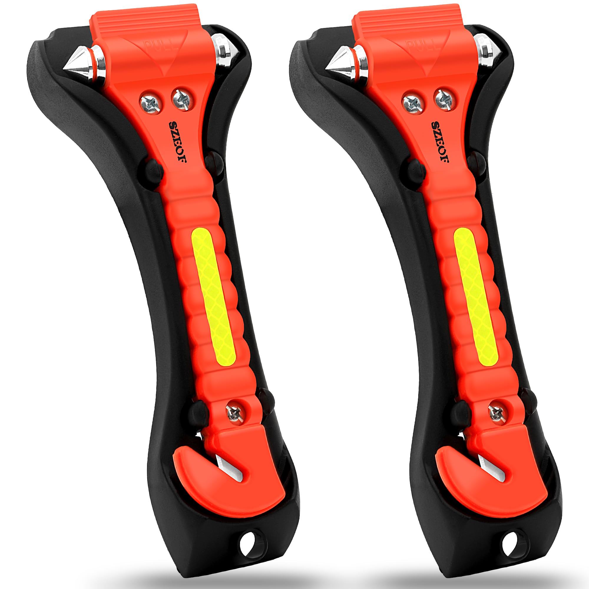 Emergency Car Window Breaker & Seatbelt Cutter - 2 Pack Safety Hammer for Vehicle Escape - Multi-Tool for Breaking Glass & Cutting Seatbelts - Essential Car Emergency Kit (Orange) - Perfect for Accidents, Floods & Locked Doors