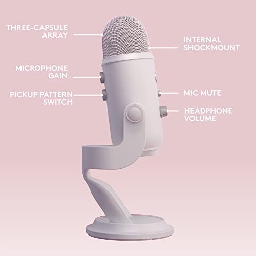 Logitech G735 Wireless Gaming Headset & Blue Yeti USB Microphone Bundle for PC/Mac Streaming - White Mist | Professional Esports Setup with Streamlabs Themes for Twitch, YouTube & Discord Gamers