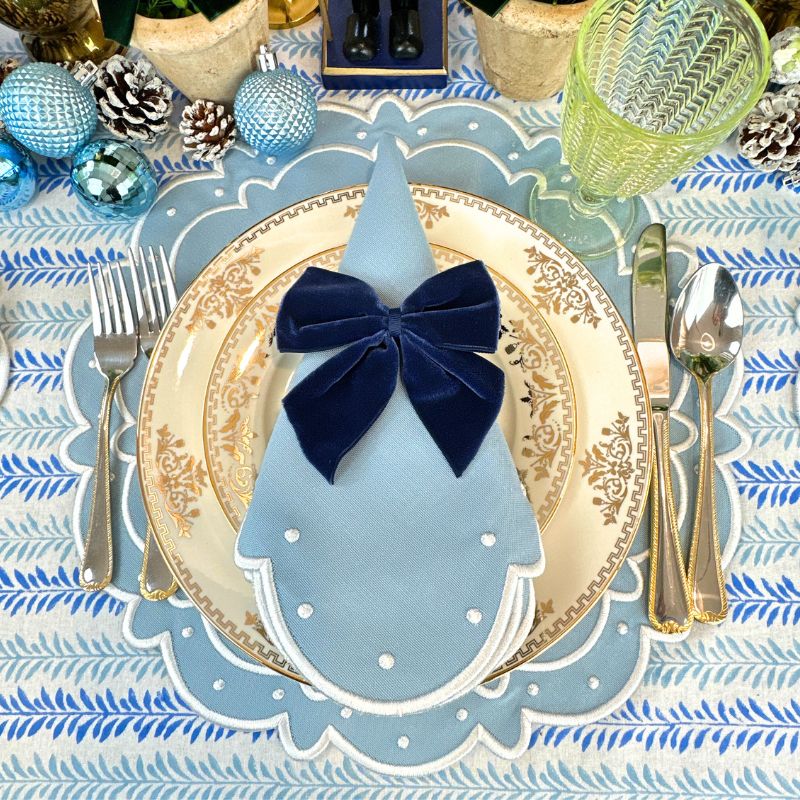 Blue Ava Placemats Set of 4 - Waterproof & Non-Slip Dining Table Mats for Everyday Use, Dinner Parties & Home Decor