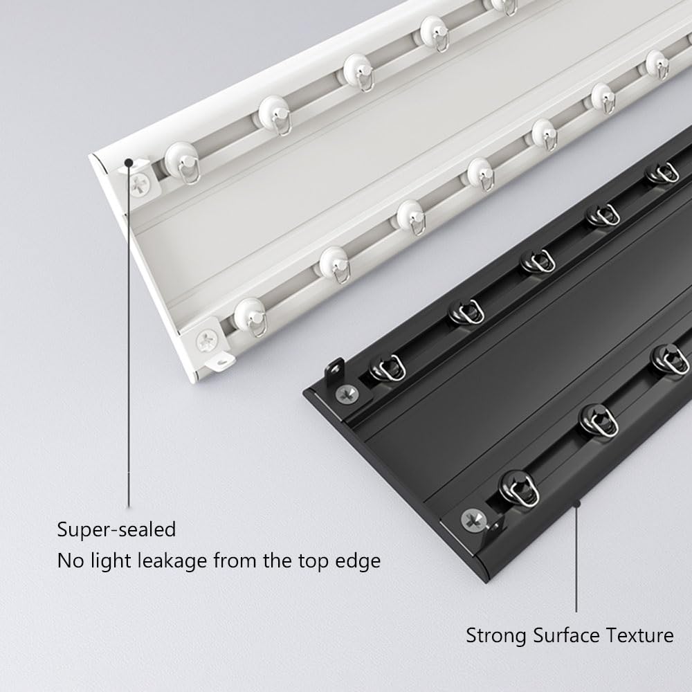 Heavy-Duty Double Curtain Track Ceiling Mount System - 300cm (2x150cm) White Conjoined Curtain Rails for Living Room, Bedroom, Shower & RV - Perfect for Room Dividers, Privacy Screens and Window Treatments