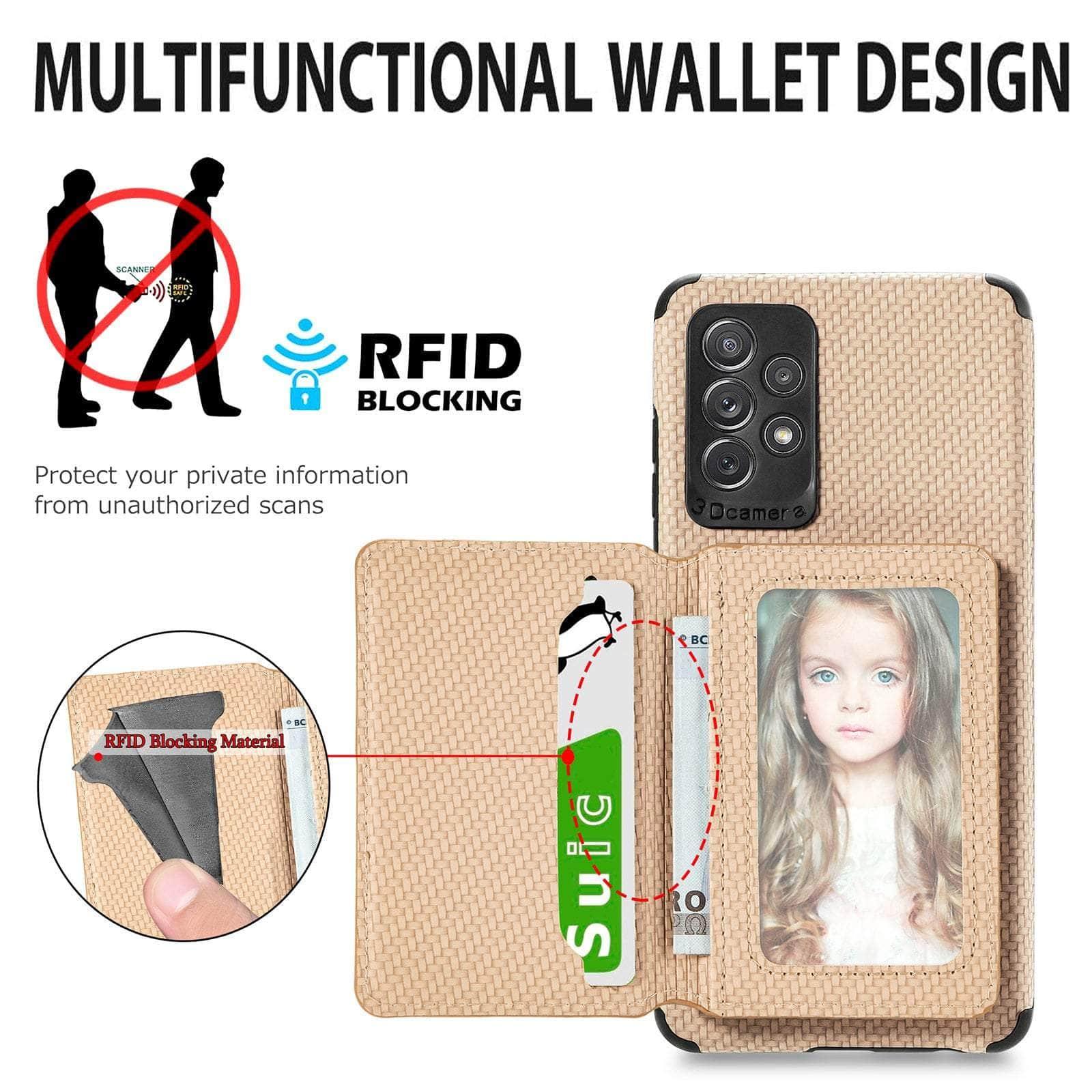 Magnetic Wallet Case for Samsung Galaxy A14 - Slim RFID Blocking Card Holder Cover with Kickstand | Perfect for Travel, Work & Everyday Use