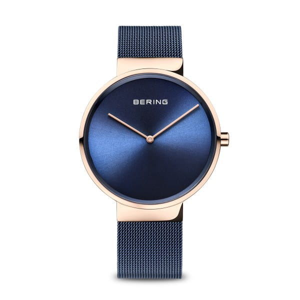 Bering 14539 Classic Blue Stainless Steel Mesh Strap Watch for Men & Women | Waterproof Unisex Timepiece for Business, Casual & Outdoor Activities