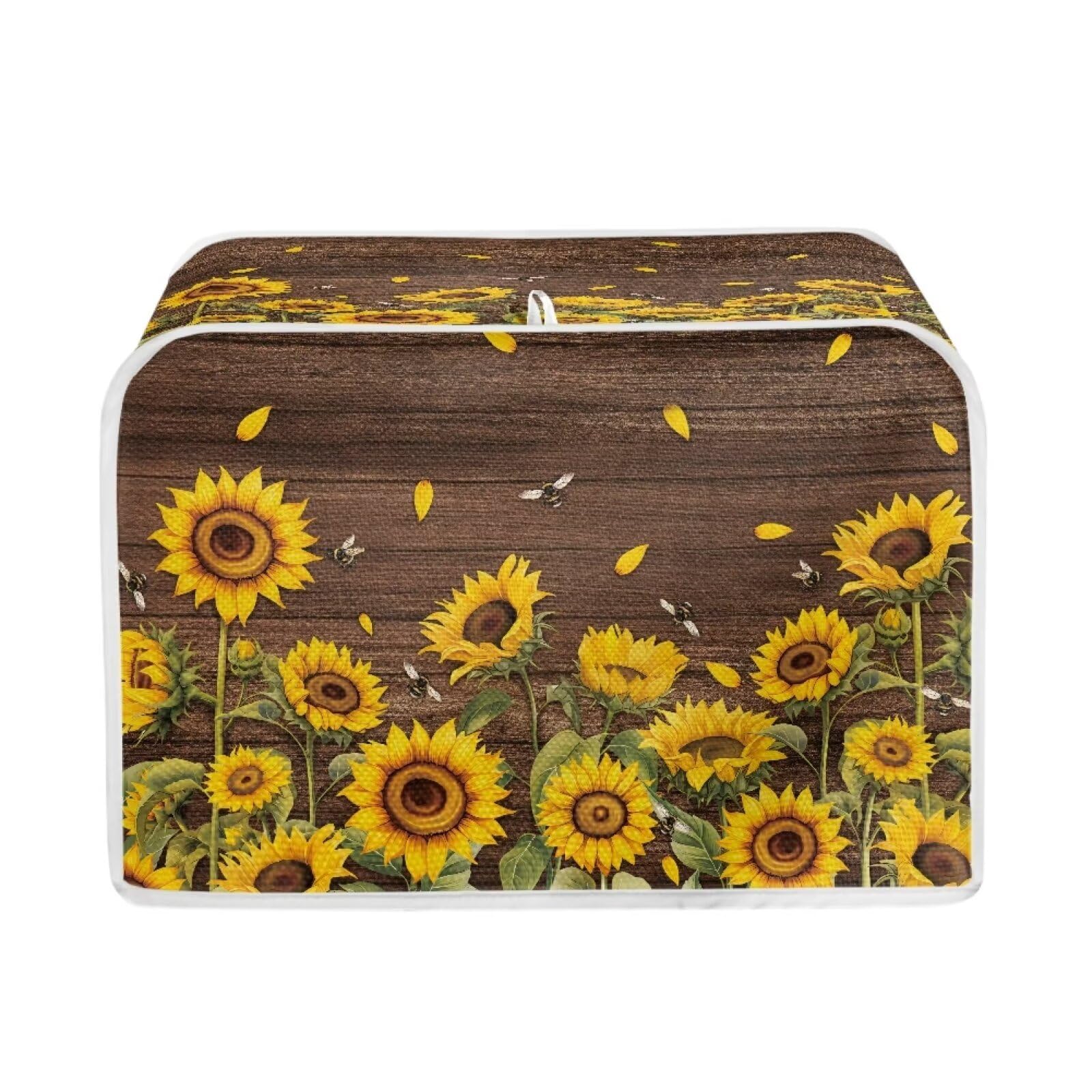 Sunflower Print Toaster Cover - Universal 4-Slice Dustproof Oven Protector, Washable Bread Maker Accessory - Perfect for Kitchen Countertop Protection & Appliance Decor