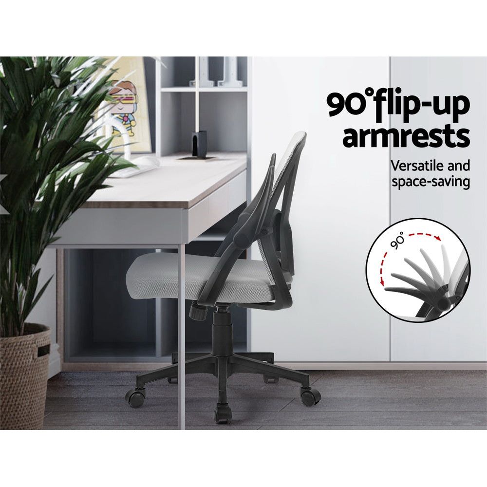 Ergonomic Mesh Office Chair with Mid Back Support - Grey, Perfect for Home Office, Gaming & Workspace Comfort