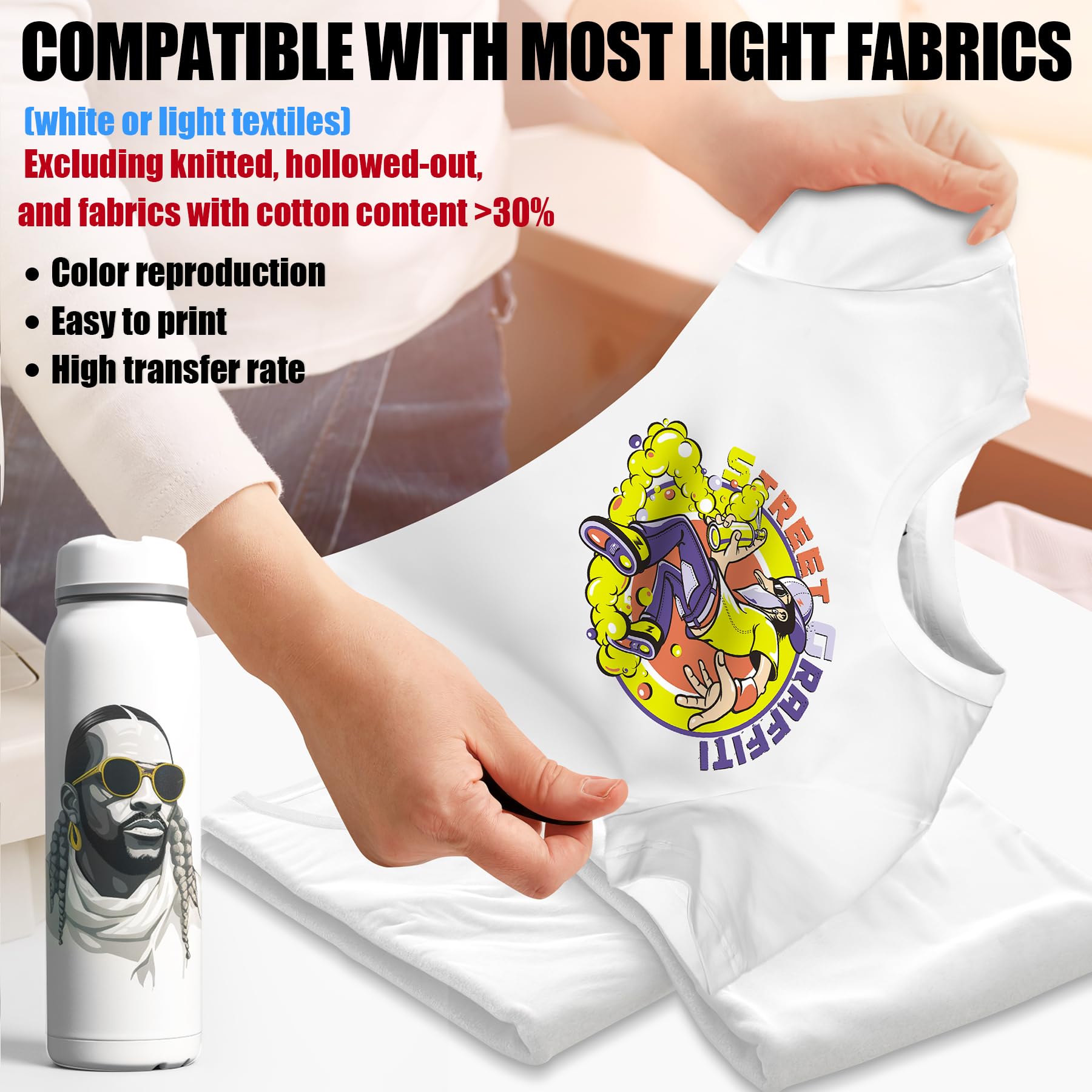 Premium Sublimation Paper 8.5x11 Inch - 50 Sheets High-Quality Transfer Paper for Sublimation Printers & Ink - Perfect for T-Shirts, Mugs, Tumblers, Phone Cases & DIY Crafts - Great for Home Business, Personalized Gifts & Custom Apparel Projects