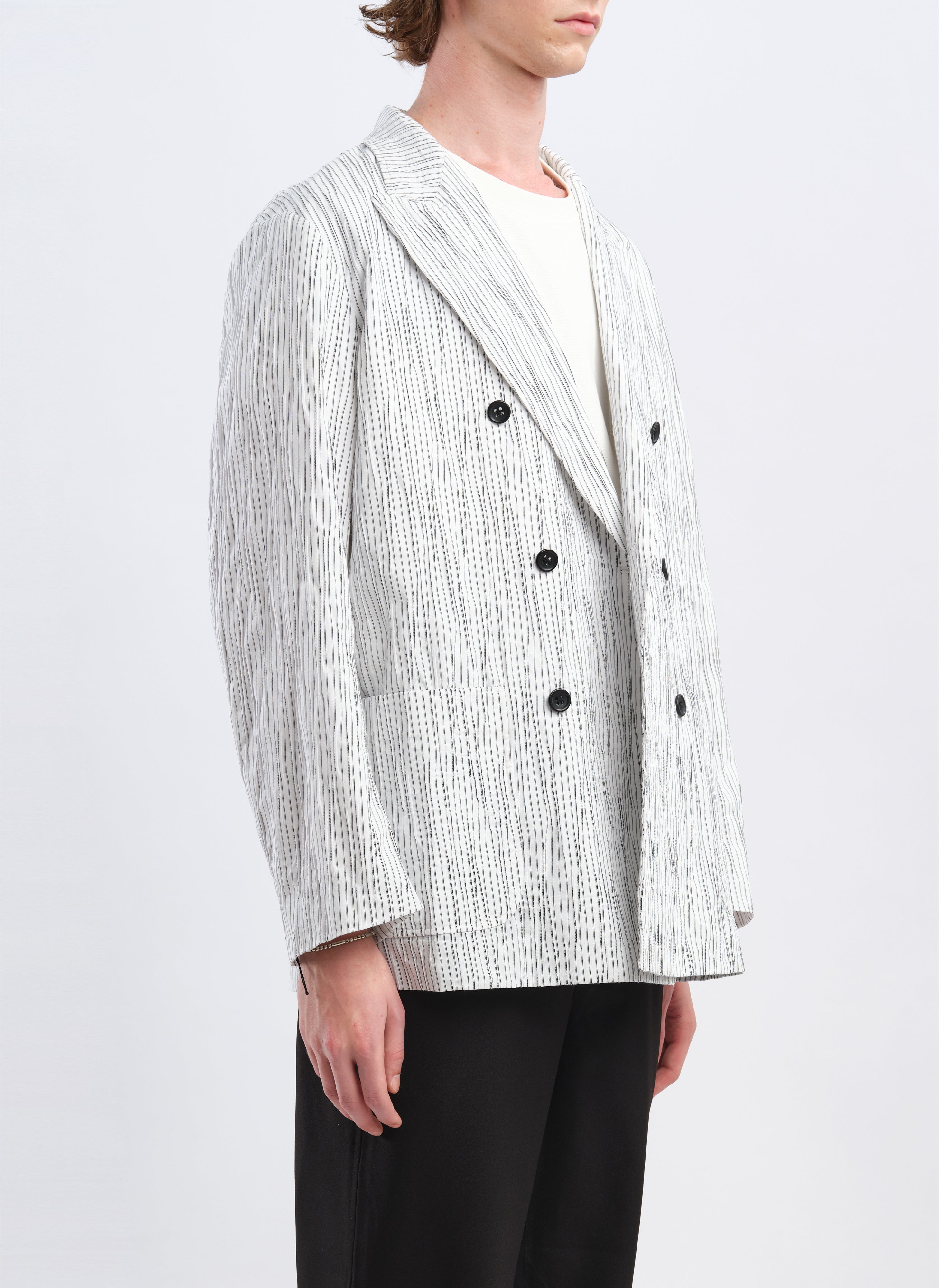 Stylish Distorted Cotton Dobby Double Breasted Blazer for Men - Perfect for Business Meetings, Office Wear & Formal Occasions