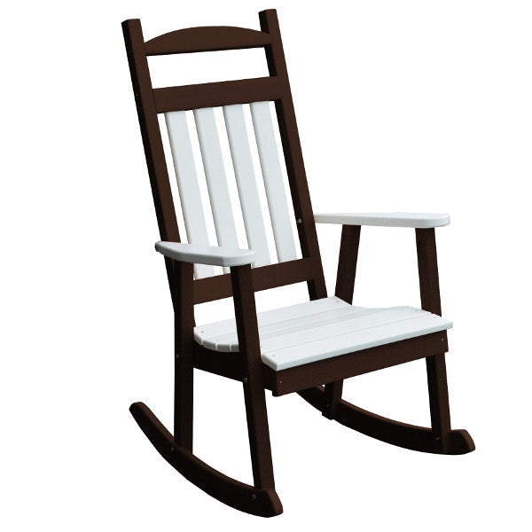 Classic Poly Porch Rocking Chair with White Accents - Perfect for Outdoor Relaxation, Patio, Garden & Front Porch Decor