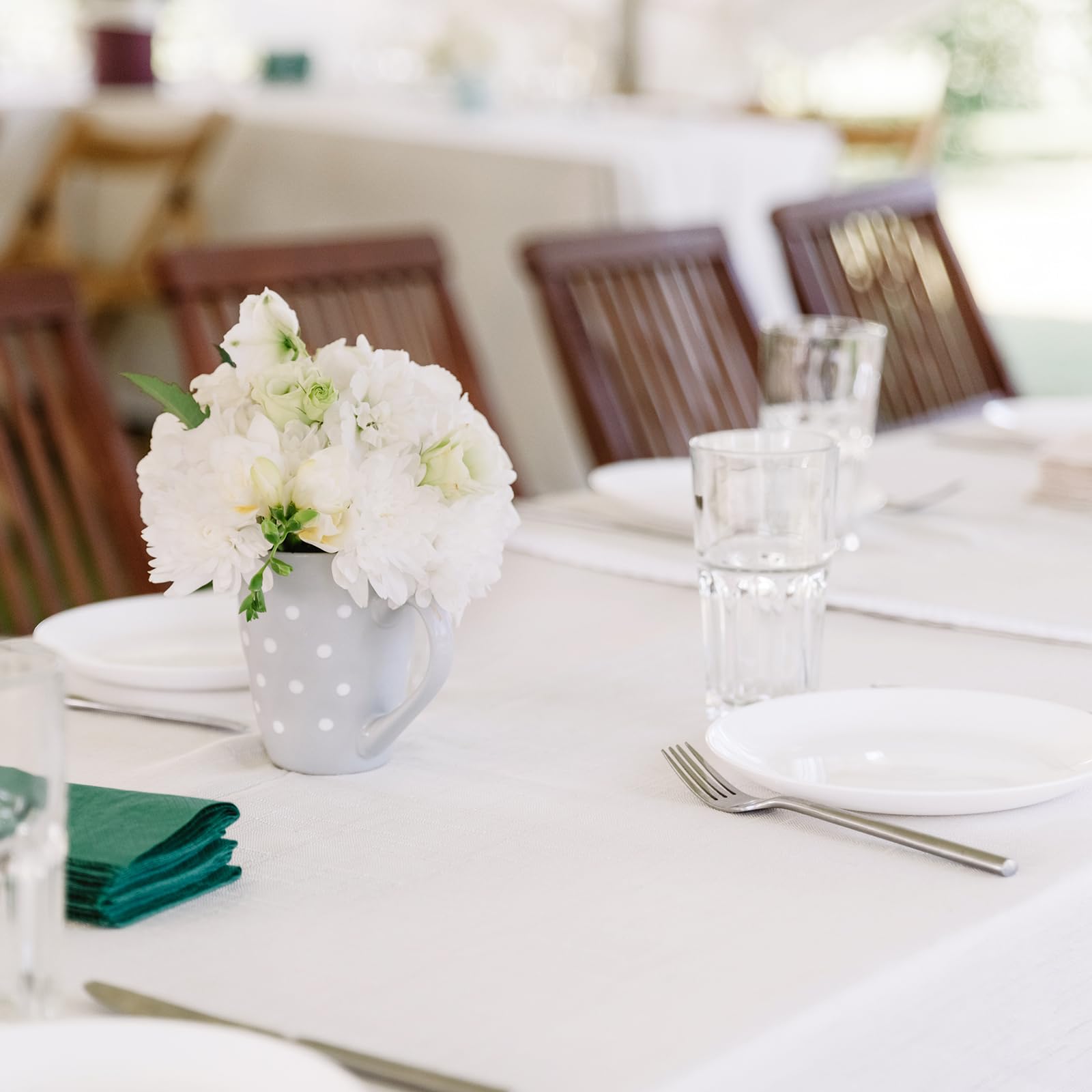 Fixwal 6 Pack White Rectangle Tablecloth Set - 6FT Stretchable Washable Table Cover (72x30x30 Inches) for Dining, Patio, Party & Outdoor Events