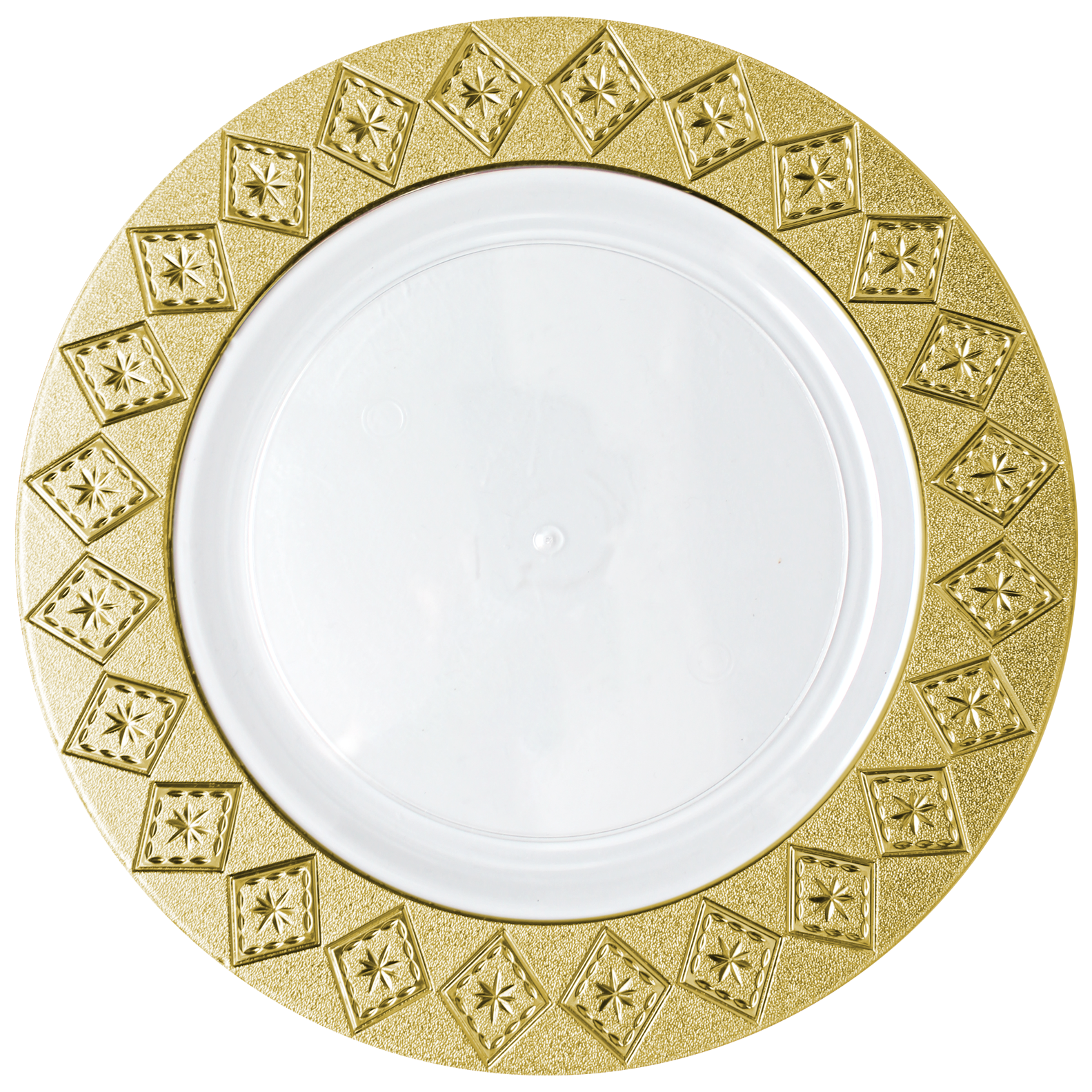 Elegant White and Gold Round Plastic Plates - 12-Pack Disposable Dinner Plates for Parties, Weddings, and Events - Durable and Stylish Imperial Design - Perfect for Indoor and Outdoor Gatherings
