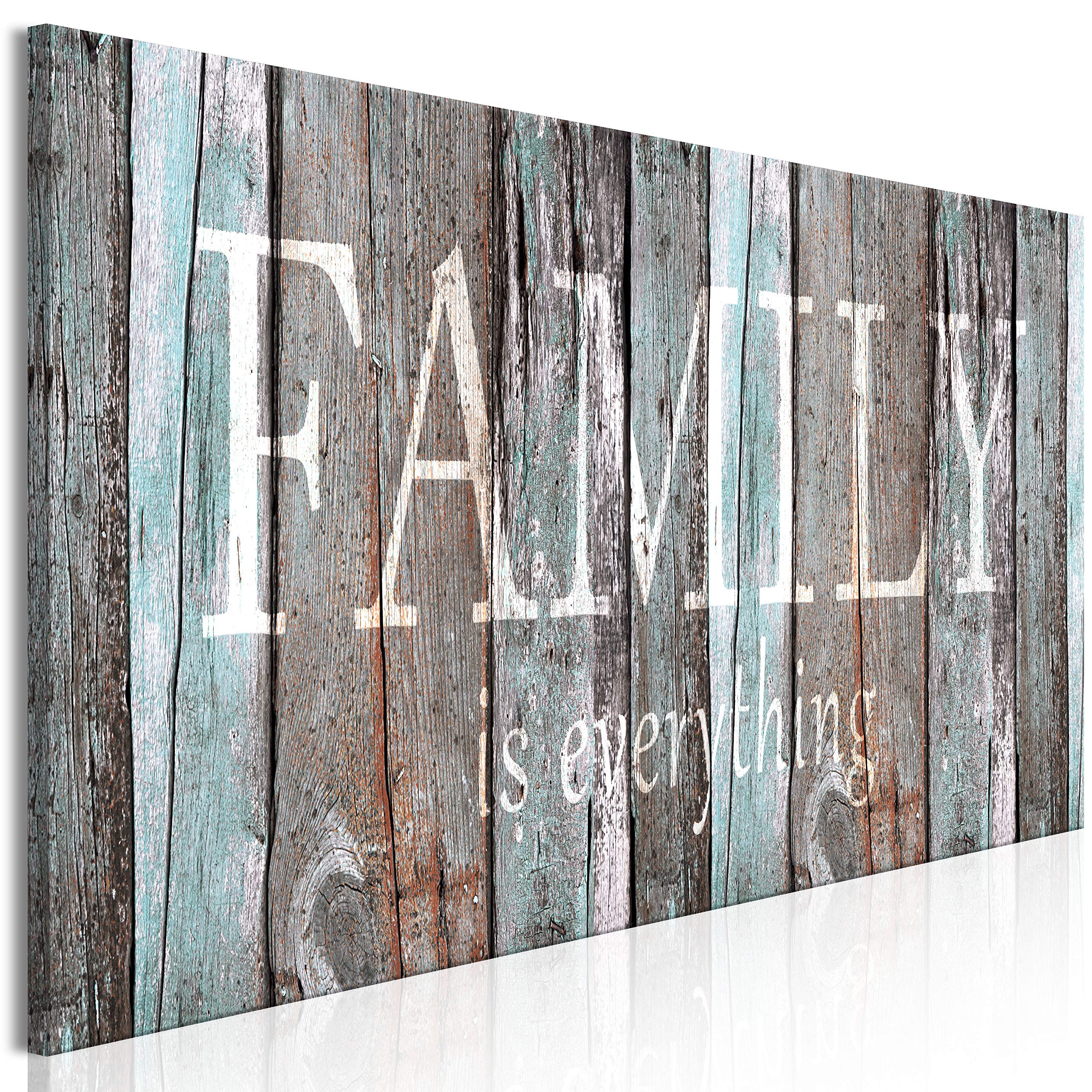 Artgeist Acoustic Canvas Wall Art Print - 53x18 Inch Soundproofing Picture with Acoustic Foam for Home & Office Decor - Family Quotes Artwork, Faux Wood Frame (Style m-A-0956-b-a) - Perfect for Living Room, Bedroom & Home Theater Soundproofing
