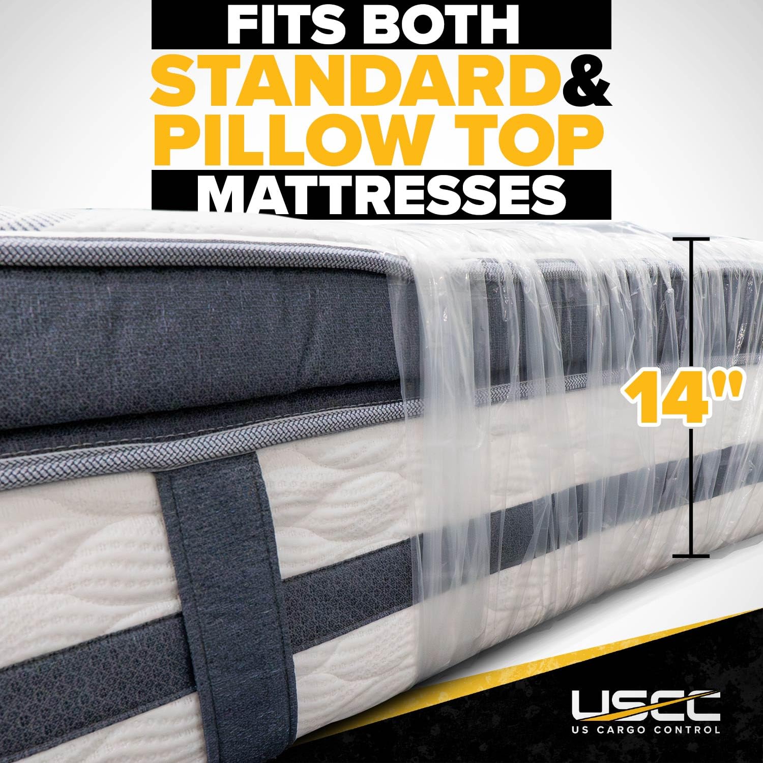 US Cargo Control Mattress Bag for Moving and Storage - Clear 2.0 Mil Plastic Mattress Cover Protects Queen & King Size Mattresses | Durable Disposal Mattress Protector for Moving (36 King Mattress Bags) | Perfect for Home Relocation, Long-Term Storage & Mattress Disposal