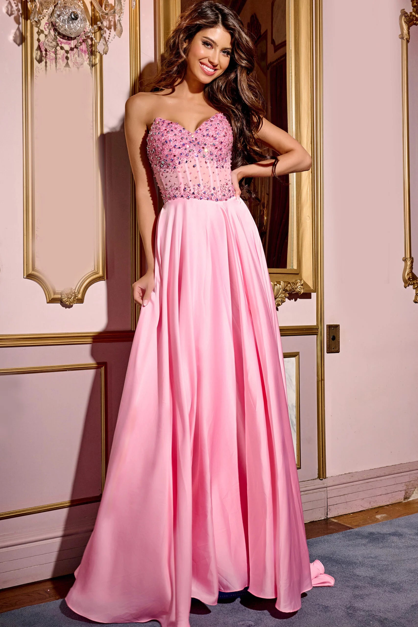 Jovani Sweetheart Embellished Bodice Gown with Flowing Skirt - Elegant Evening Dress for Prom, Wedding & Formal Events
