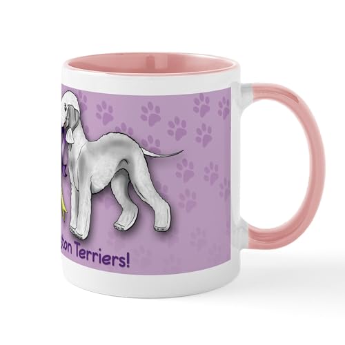 White/Pink Inside - Bedlington Terriers With Ribbon Mug