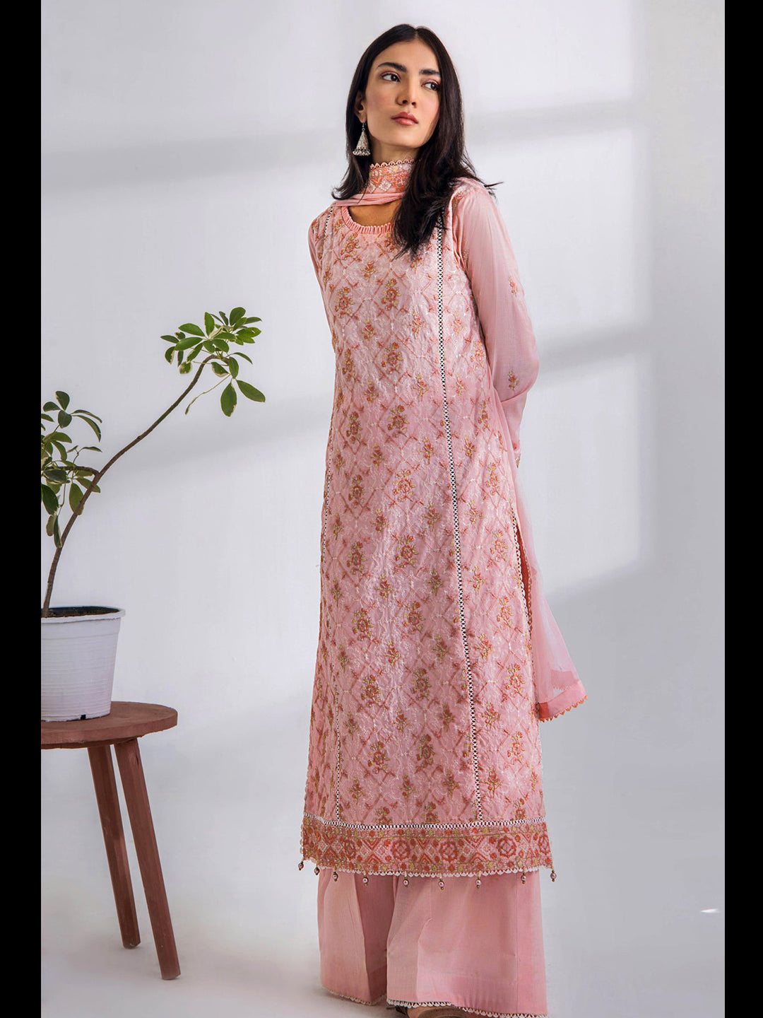 Elegant Baby Pink Designer Semi-Stitched Pant Suit with Embroidery Work for Women - Perfect for Weddings, Parties & Special Occasions