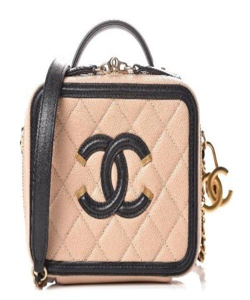 Chanel Medium Vanity Case Beige Leather Crossbody Bag - Luxury Designer Handbag for Women | Perfect for Date Night, Office & Travel