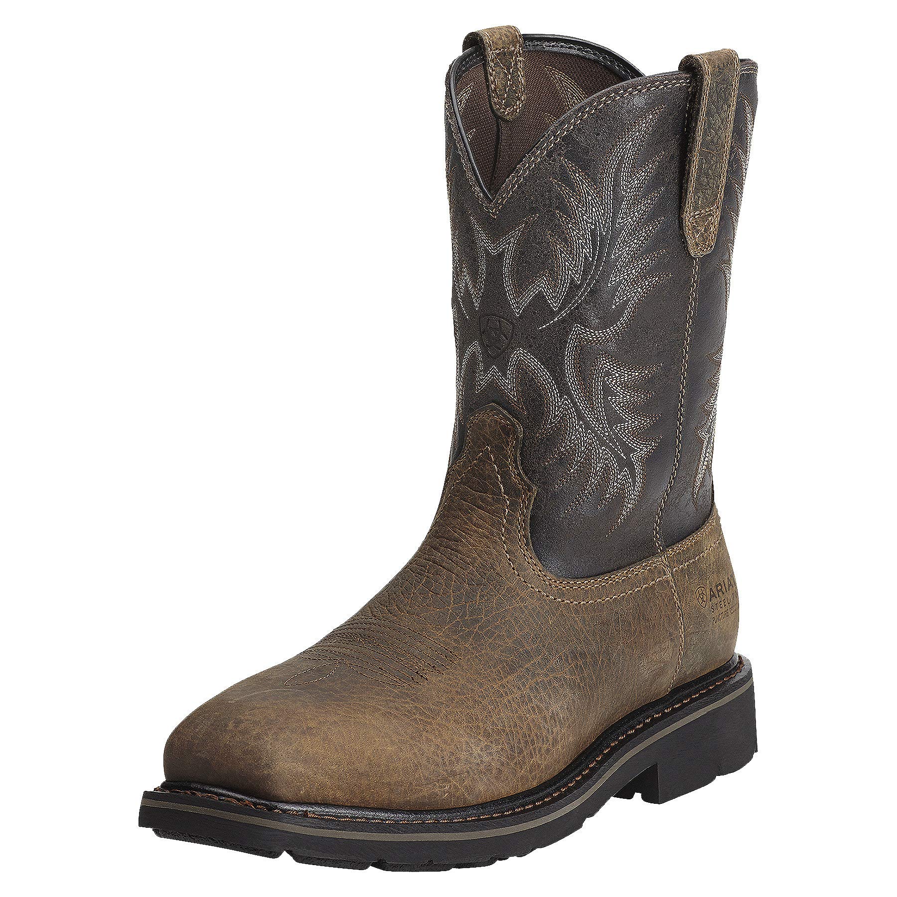 Ariat Men's Sierra Wide Square Toe Work Boots - Durable Steel Toe Construction for Construction & Ranch Work - Comfortable Safety Boots for Outdoor Jobs & Heavy Duty Work