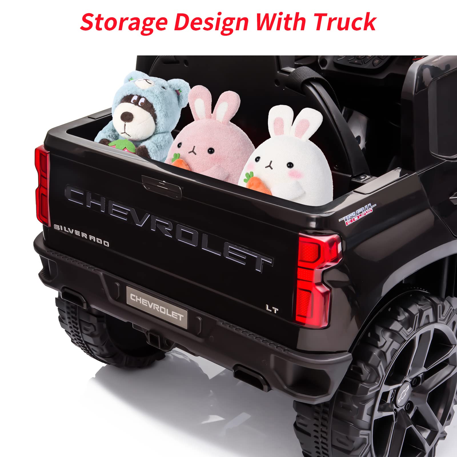 12V Licensed Chevrolet Silverado GMC Kids Ride On Truck - Battery Powered Electric Toy Car with Remote Control, MP3/Bluetooth, Spring Suspension & LED Lights - Perfect for Toddlers Outdoor Play & Birthday Gifts (Black)