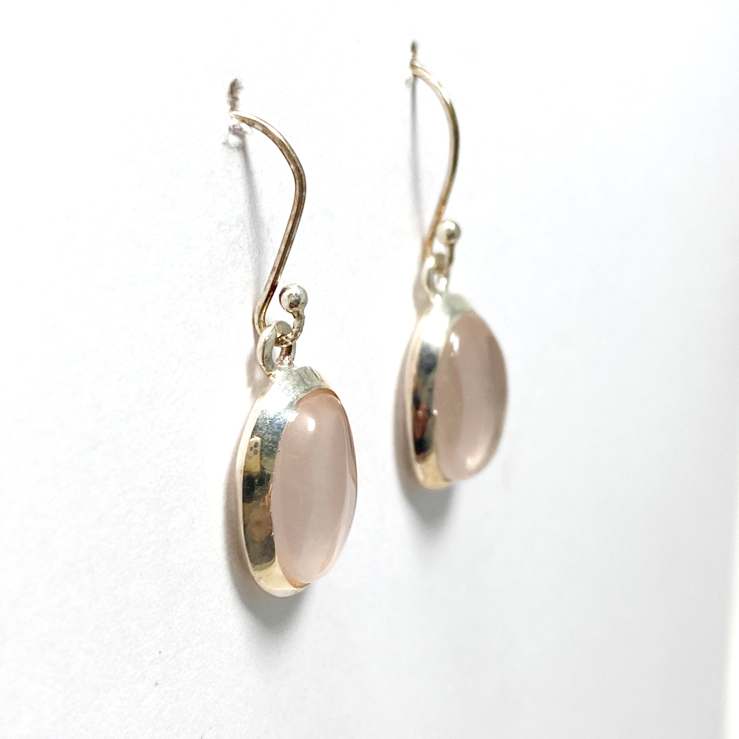 Rose Quartz Oval Earrings for Women - Natural Gemstone Dangle Earrings with Sterling Silver Hooks, Elegant Gift for Valentine's Day, Birthday & Anniversary - Perfect for Parties, Weddings & Everyday Wear (KEGJ1382)