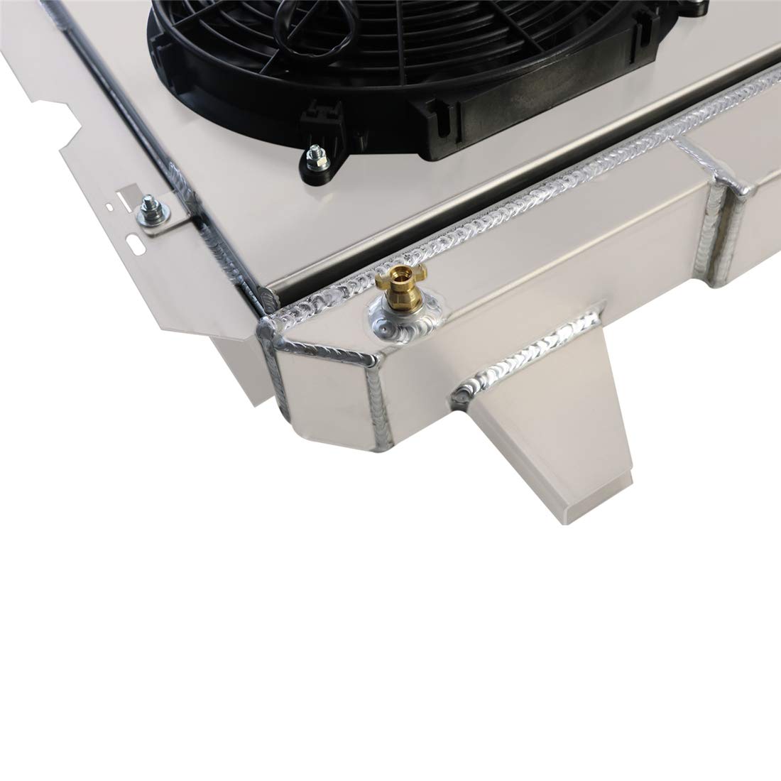 1985-1997 Ford Bronco F150 F250 F350 Truck 52MM 3-Row Aluminum Radiator with 12-Inch Fan & Shroud - Heavy Duty Cooling Upgrade for Off-Road, Towing & Hot Weather Driving