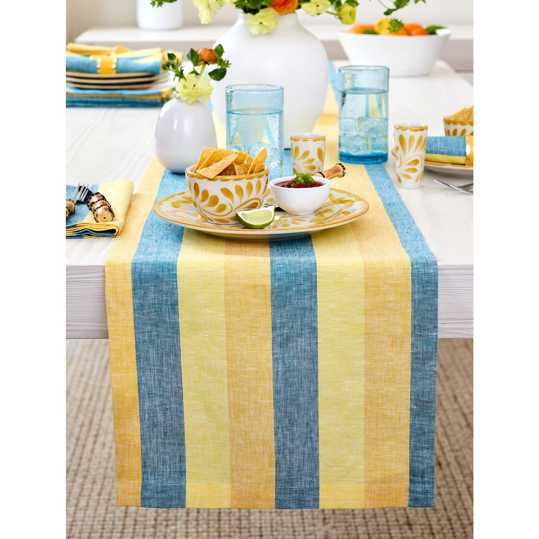 Stylish Cabana Stripe Table Runner - Cotton Decorative Dining Table Cover for Summer Parties, Beach Weddings & Outdoor Entertaining
