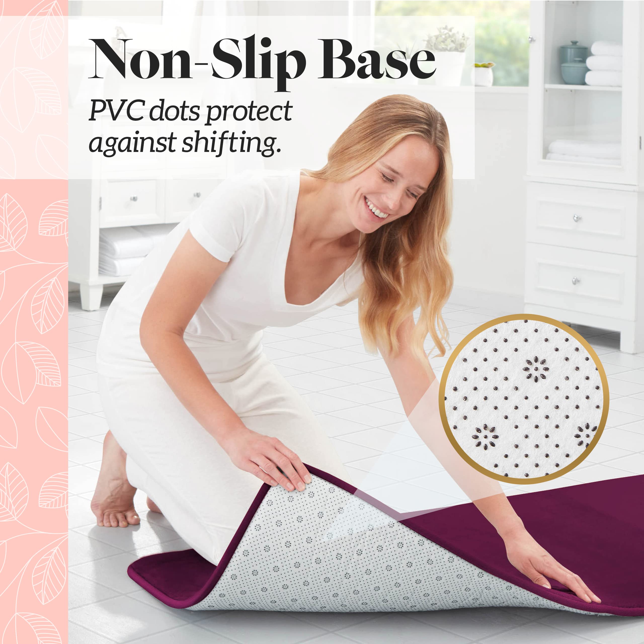 Genteele Memory Foam Bath Mat - Non Slip Absorbent Super Soft Velvet Bathroom Rug (60