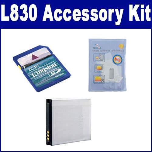 Samsung L830 Digital Camera Accessory Kit with SDSLB0937 Battery, 2GB KSD Memory Card & Cleaning Kit - Perfect for Travel Photography, Vlogging & Everyday Shooting