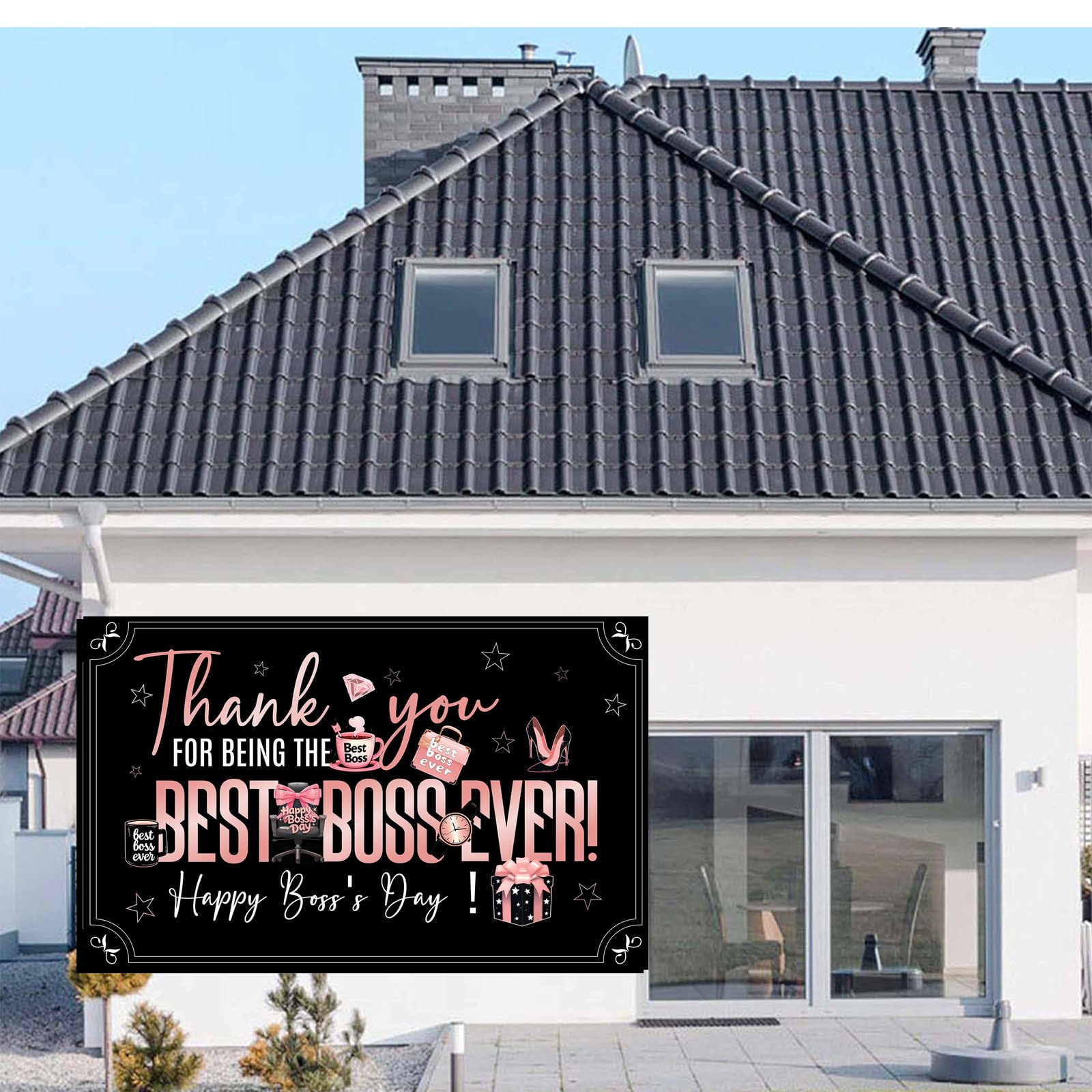 Best Boss Ever Backdrop Banner - Happy Boss's Day Office Decoration & Party Background Decor for Celebrations, Awards, and Corporate Events