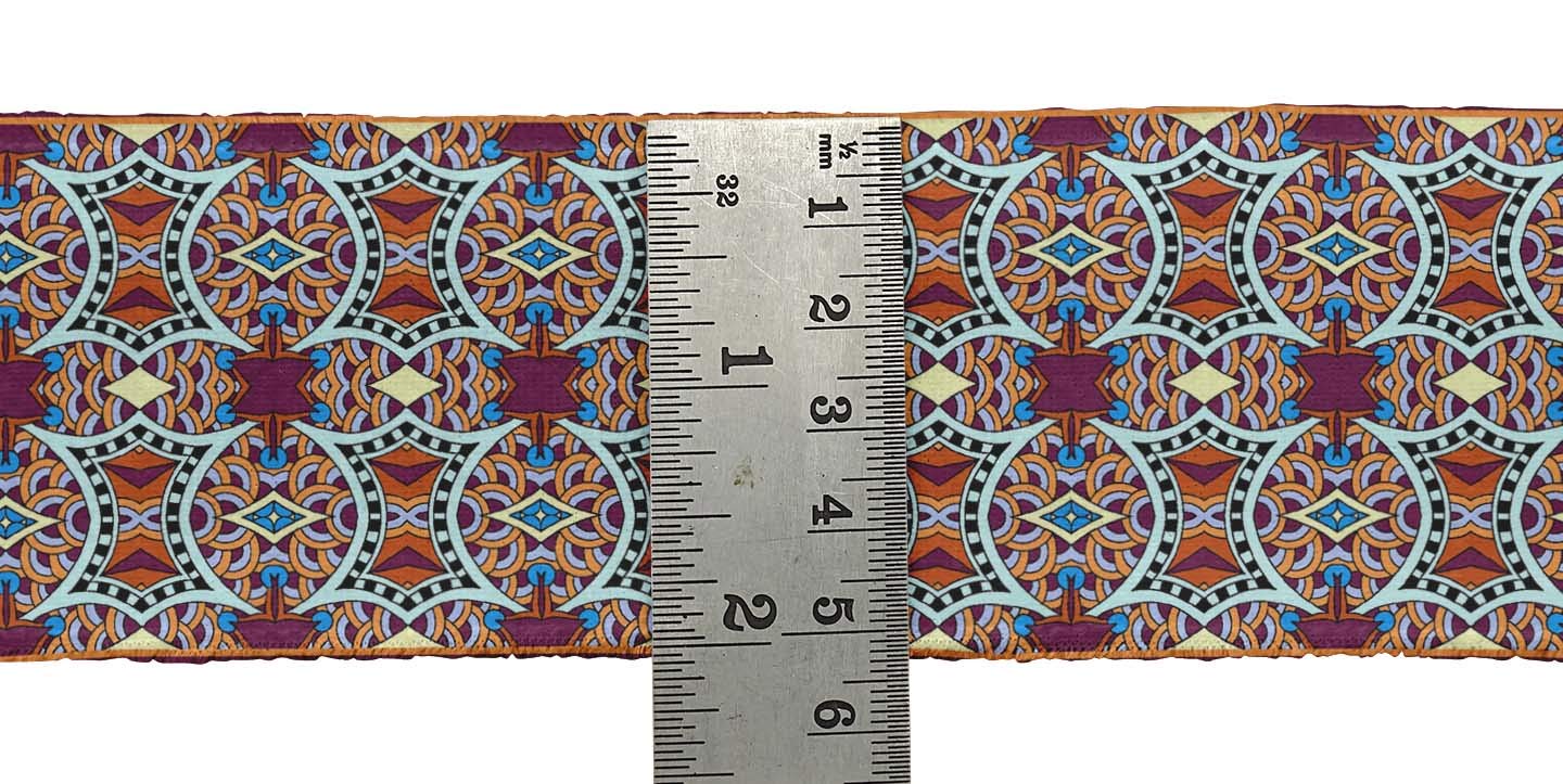 Pink Geometric Scale Decorative Ribbon Trim Tape - 2 Inch Wide Printed Velvet Fabric Lace for Sewing & Crafts (9 Yards) - Perfect for DIY Projects, Scrapbooking & Home Decor Accessories