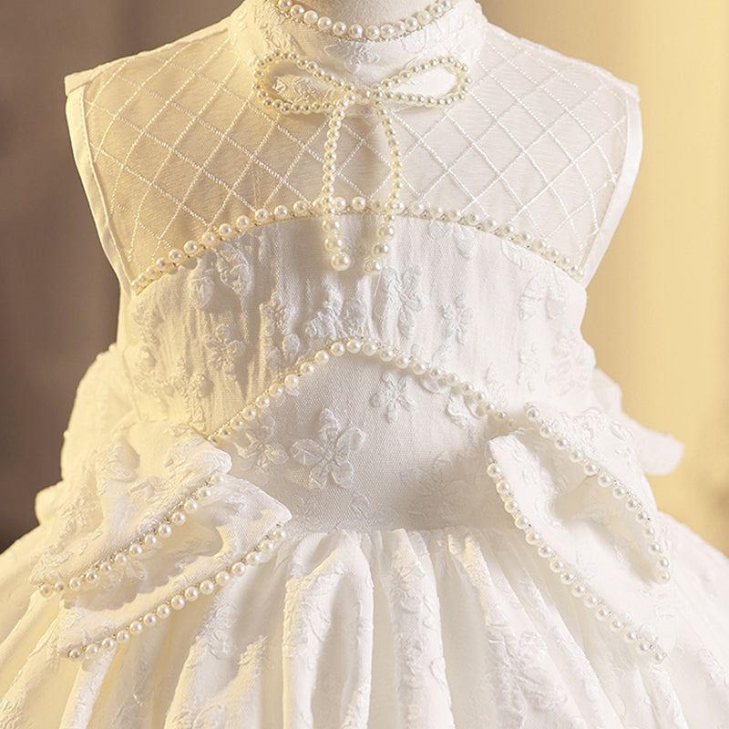 Elegant White Sleeveless Princess Dress for Baby Girls - Toddler Prom Evening Gown for Special Occasions, Birthday Parties & Photo Shoots