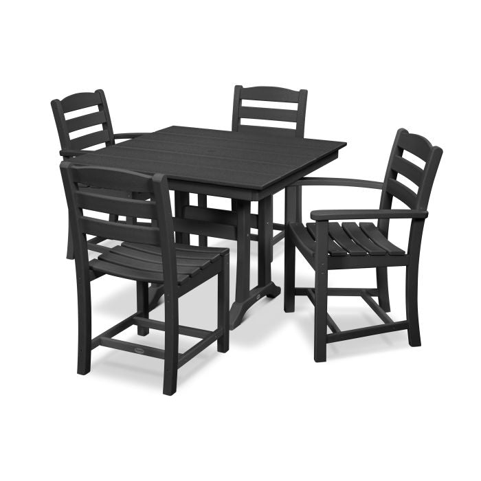 POLYWOOD La Casa Café 5-Piece Farmhouse Trestle Dining Set - Outdoor Patio Furniture for Garden, Backyard, and Poolside Dining