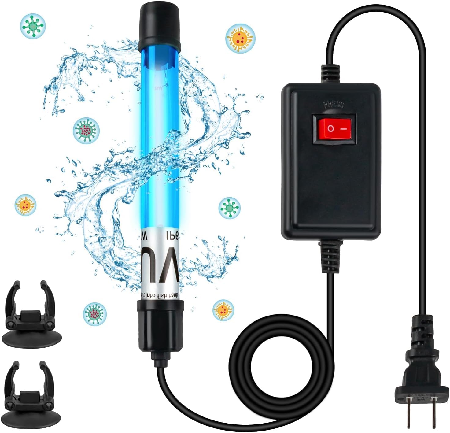 13W Aquarium UV Sterilizer for 70-200 Gallon Fish Tank - Green Algae Killer & Water Purifier for Freshwater & Saltwater Aquariums - Perfect for Crystal Clear Water in Home & Office Aquariums