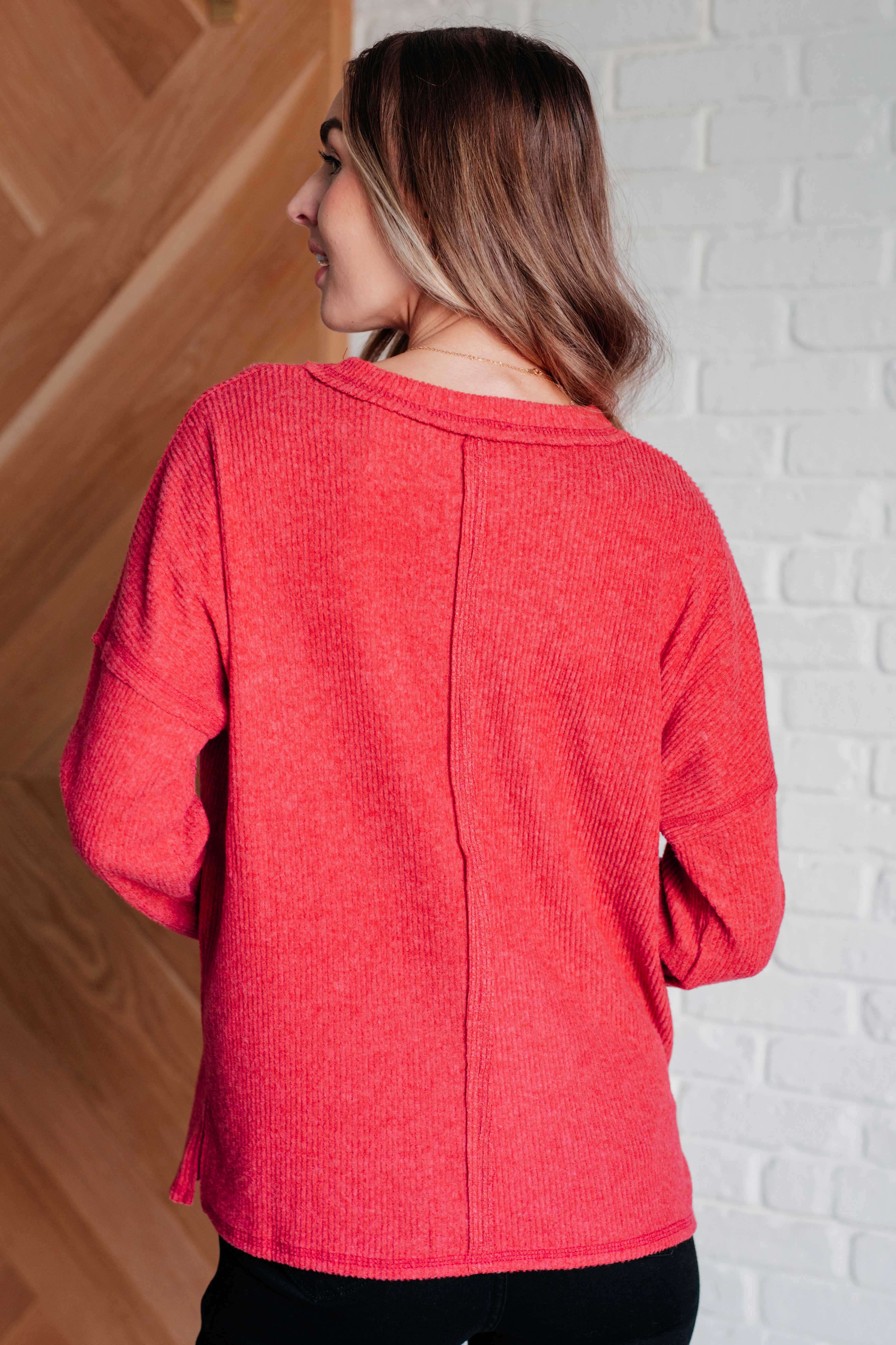 Dark Red Ribbed Knit Sweater for Women - Cozy Casual Pullover for Fall & Winter | Perfect for Office Wear, Date Nights & Weekend Outfits